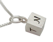 Load image into Gallery viewer, Personalized Hand Stamped Cube of Initials Necklace
