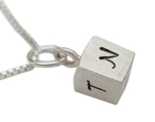 Load image into Gallery viewer, Personalized Hand Stamped Cube of Initials Necklace