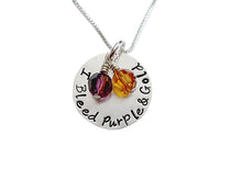 Load image into Gallery viewer, Stamped I Bleed Purple and Gold Team Necklace