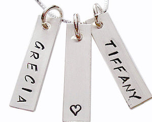 Hand Stamped Rectangle Names Necklace