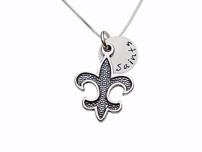 New Orleans Saints Necklace Fleur De Lis Charm