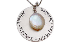 Load image into Gallery viewer, Hand Stamped Necklace with Freshwater Pearl