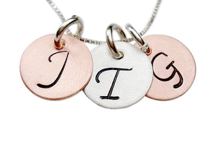 Personalized Stamped Initial Charm Necklace