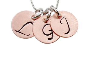 Personalized Stamped Initial Charm Necklace