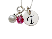 Load image into Gallery viewer, Personalized Initial and Birthstone Necklace