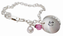 Load image into Gallery viewer, Hand Stamped Locket Charm Bracelet
