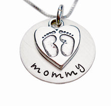 Load image into Gallery viewer, Hand Stamped Baby Footprints Necklace