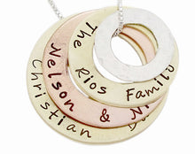 Load image into Gallery viewer, Stamped Mixed Metal Washer Necklace