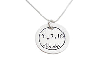 Load image into Gallery viewer, Personalized Hand Stamped Name and Birthdate Necklace
