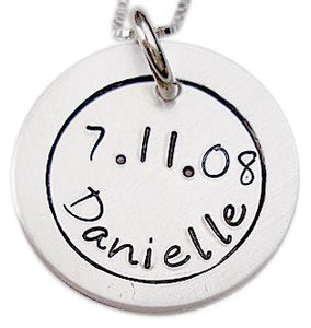 Hand Stamped Name and Birthdate Necklace