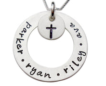 Load image into Gallery viewer, Personalized Sterling Washer with Design Hand Stamped Necklace