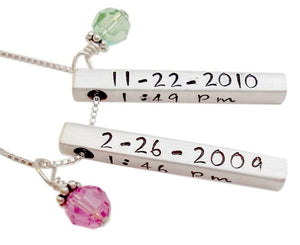 Another Version of the Personalized Birth Bar Necklace