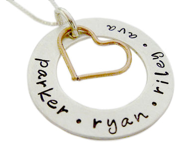Personalized Eternity Circle with Copper Heart Charm