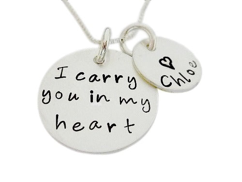 Personalized I Carry You in my Heart Necklace