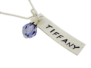 Hand Stamped Rectangle Necklace