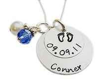Load image into Gallery viewer, Stamped Personalized Stacked Birth Necklace