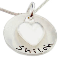 Load image into Gallery viewer, Personalized Domed Name with Heart Charm