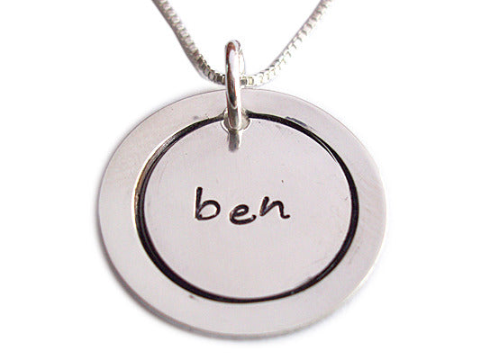Personalized Hand Stamped Circle Necklace