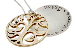 Hand Stamped Family Tree Locket Necklace