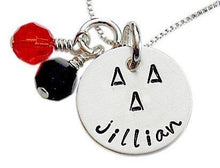 Load image into Gallery viewer, Personalized Hand Stamped Halloween Pumpkin Necklace