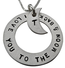 Load image into Gallery viewer, Personalized Hand Stamped to the Moon with Initial Moon Necklace