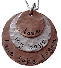 Load image into Gallery viewer, Personalized and Stacked Copper and Sterling Silver Necklace