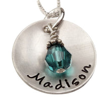 Load image into Gallery viewer, Personalized Domed Name with Birthstone Necklace