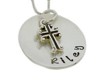 Load image into Gallery viewer, Personalized Keepsake Name with Cross Charm Necklace