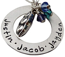 Load image into Gallery viewer, Personalized Peas in a Pod Washer Necklace
