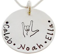 Load image into Gallery viewer, Personalized Sign Language I Love You Necklace ASL