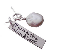 Load image into Gallery viewer, Personalized To the Moon and Back Rectangle Necklace
