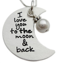 Load image into Gallery viewer, stamped I love you the moon and back necklace