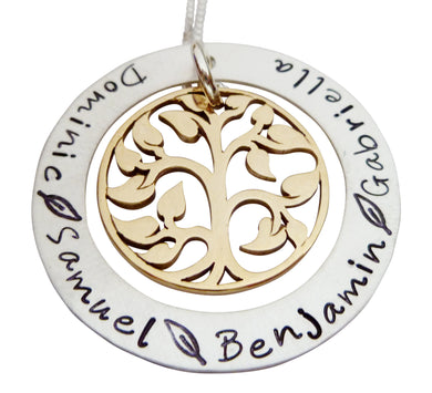 Personalized Family Tree Eternity Circle Necklace