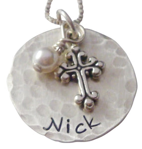 Personalized Hammered Faith Necklace