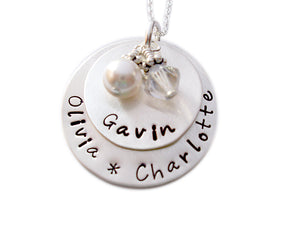 Personalized Stacked Necklace with Pearl