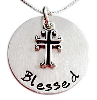 Stamped Blessed Faith Necklace
