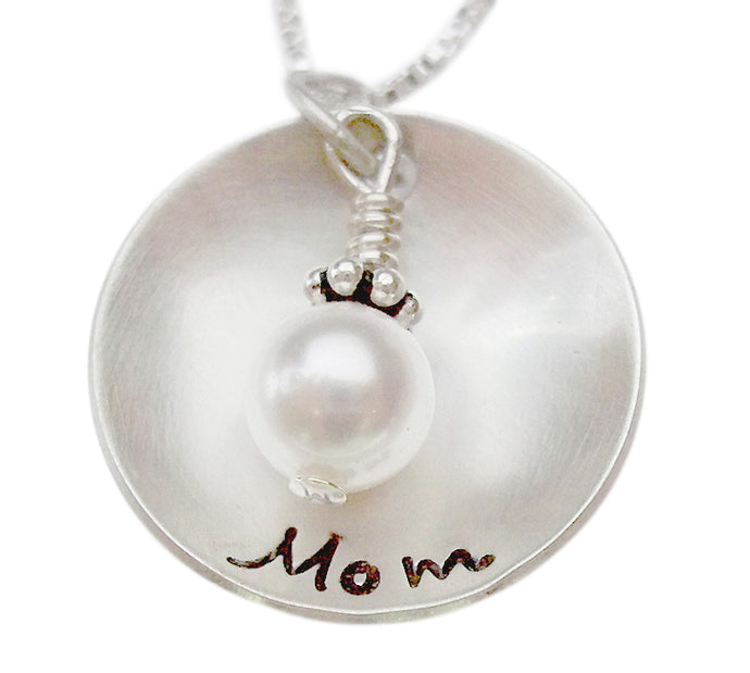 Stamped Domed Mom Necklace