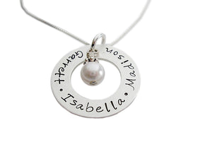 Personalized Washer with Dangle Necklace