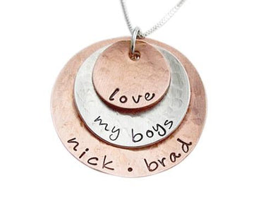 Personalized Stacked Mixed Metal Copper and Silver Necklace