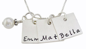 Personalized Square with Pearl Necklace