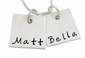 Personalized Square with Pearl Necklace
