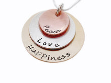 Load image into Gallery viewer, Alternate View of Personalized Hand Stamped Domed Mixed Metal Necklace
