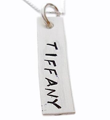 Hand Stamped Rectangle Necklace