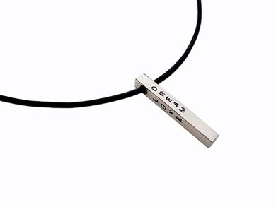 Personalized Sterling Silver Bar on Leather Cord