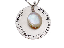 Load image into Gallery viewer, Hand Stamped Necklace with Freshwater Pearl
