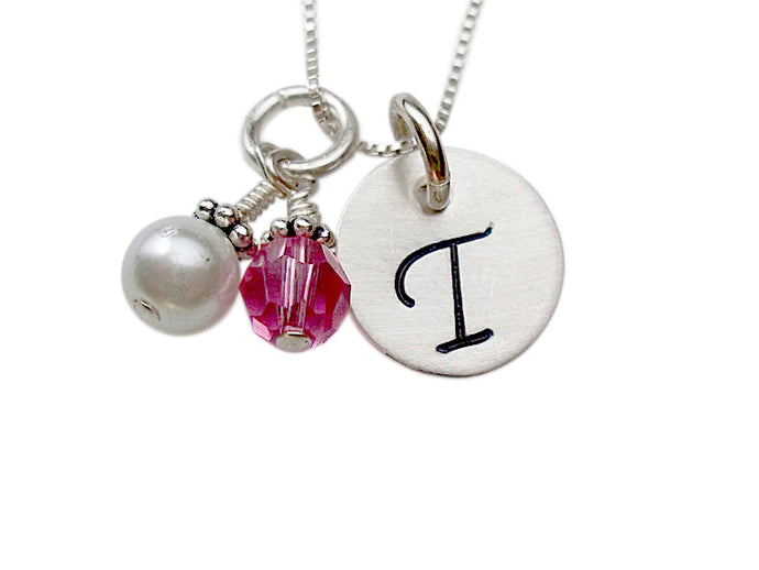 Personalized Initial and Birthstone Necklace