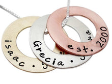 Load image into Gallery viewer, Personalized Mixed Metal Washer Necklace

