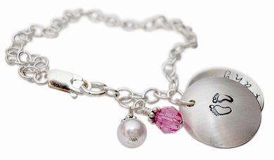 Hand Stamped Locket Charm Bracelet