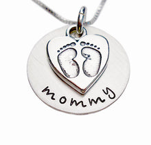 Load image into Gallery viewer, Hand Stamped Baby Footprints Necklace
