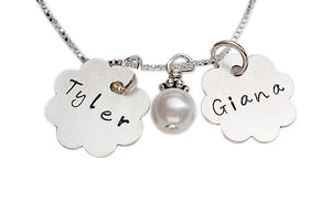 Personalized Flower with Pearl Necklace